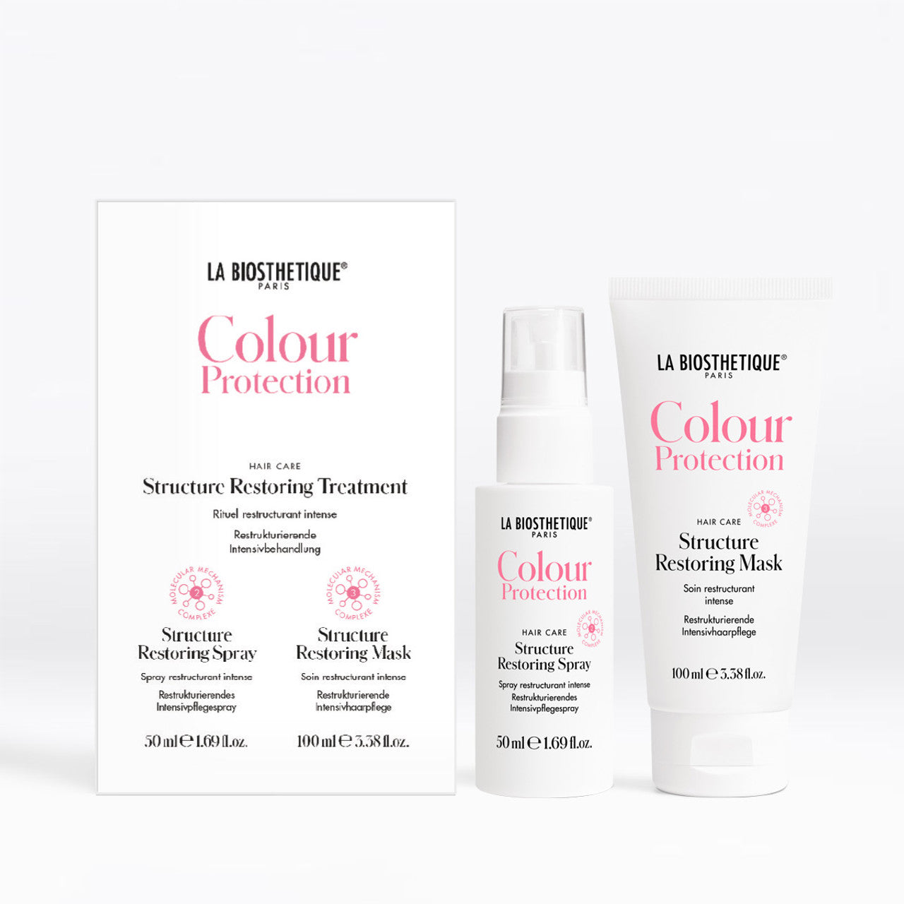 Colour Protection range - Structure Restoring Treatment. Two-phase care treatment system to nourish and restore hair’s structure from chemical and colour processing. La Biosthetique Australia stockist. Shipping only in Australia. Free Shipping for orders over $350.