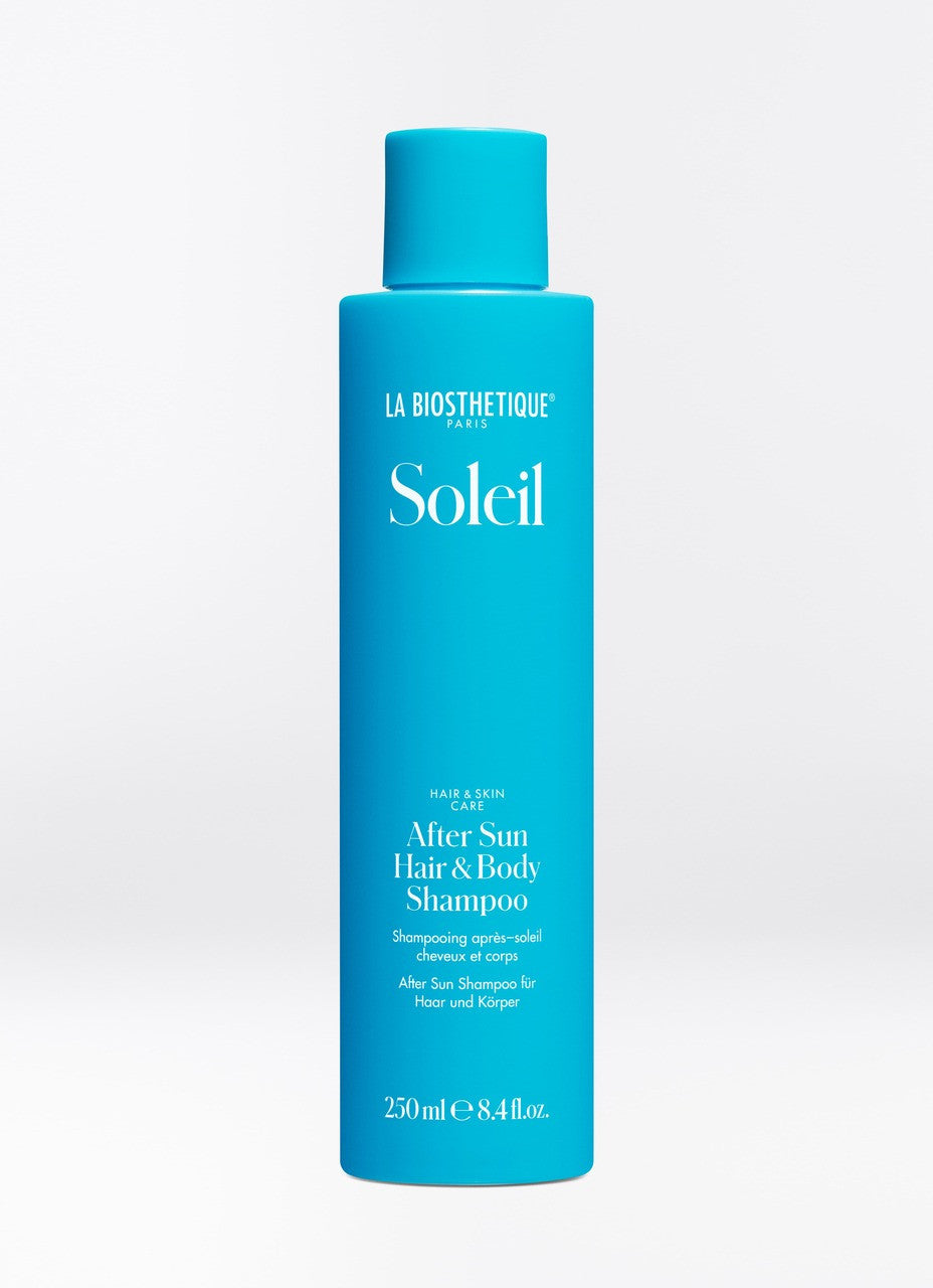 Soleil After Sun Hair & Body Shampoo. Protective post-sun shampoo to soothe stressed hair after sun and environmental exposure. Removes chlorine and salt residue from hair. This product is 125 ml. La Biosthetique Australian stockist. Free Shipping for orders over $350. Shipping only in Australia.