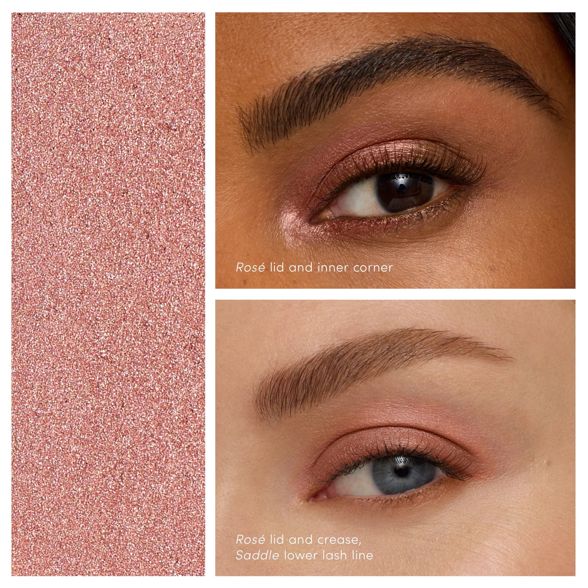 Jane Iredale ColorLuxe Eye Shadow Stick - shade Rose. How it looks on different skintone and different ways to put in on the eye corners. Jane Iredale Australian Stockist.