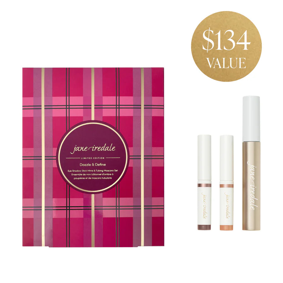 Jane Iredale's Limited-edition eye set featuring mini cream-to-powder eye shadow sticks in Moonstone & Bronze and a smudge-resistant tubing mascara for effortless definition and natural glow. Australia-wide shipping.