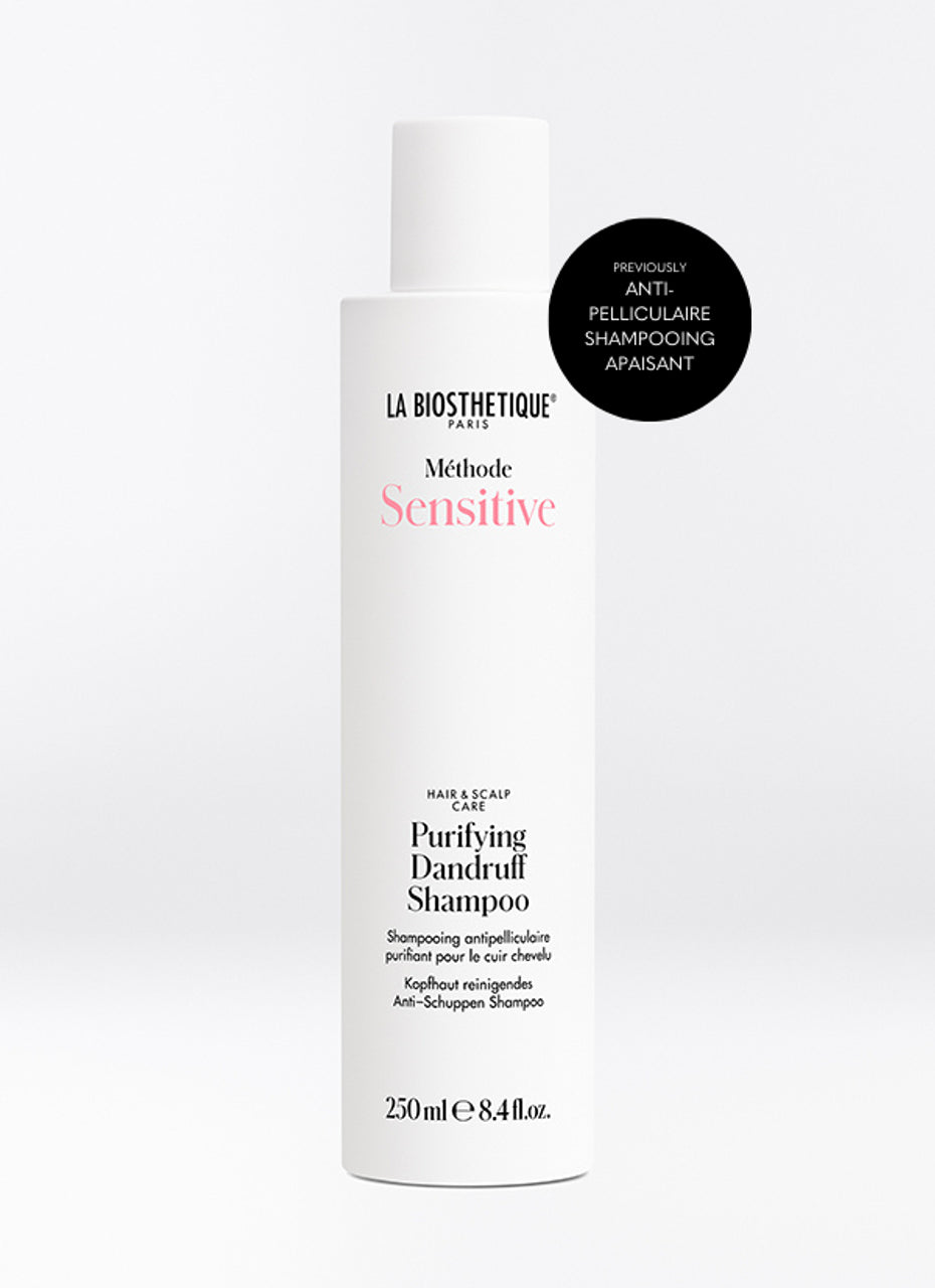 La Biosthetique Purifying Dandruff Shampoo previously known as Anti-Pelliculaire Shampooing Apaisant. This perfume-free shampoo gently removes dandruff, soothes irritated scalps, restores balance, and supports healthy hair growth. La Biosthetique Australian stockist. Free Shipping for orders over $350. Shipping only in Australia. Shop now!