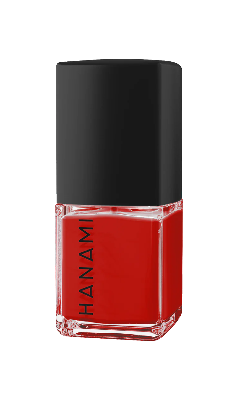 Hanami brand nail polish. Shade I Wanna Be Adored - Bright Red. High-shine glossy nail polish for a fresh, salon-quality manicure. Smooth, vibrant finish in a variety of colors. Australian-made and cruelty-free. Free shipping on orders over $350. Hanami Australian stockist. Shop now!