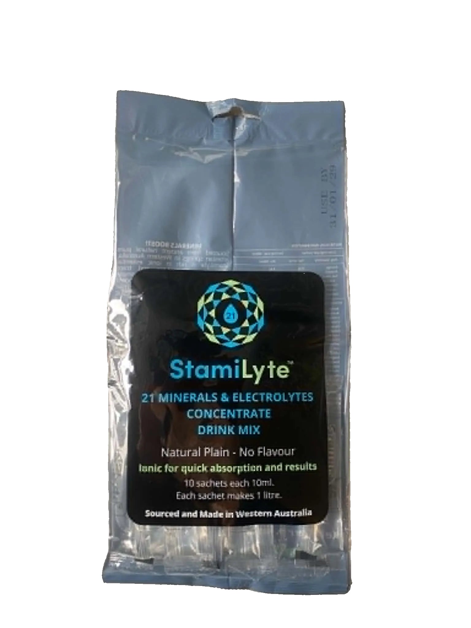 StamiLyte -21 Minerals and Electrolytes Conventrate Drink Mix - 10 sachets. Monecious Hair Skin Health is an Australian stockist of StamiLyte based in Geelong. Shop now!
