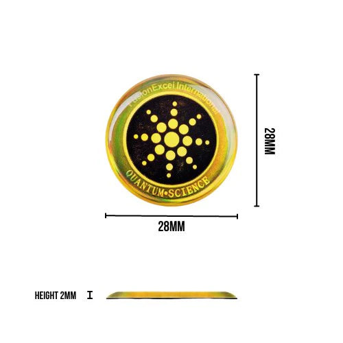 Round gold and black emblem with 'OnExcell Interactives' and 'Quantum Science' text, shown with measurements. EMF Protection Stickers utilise advanced multi-layered technology to harmonize and neutralize the radiation emitted by your daily devices. Monecious Hair Skin Health is an Australian stockist of A Better. Shipping all over Australia. Shop now!
