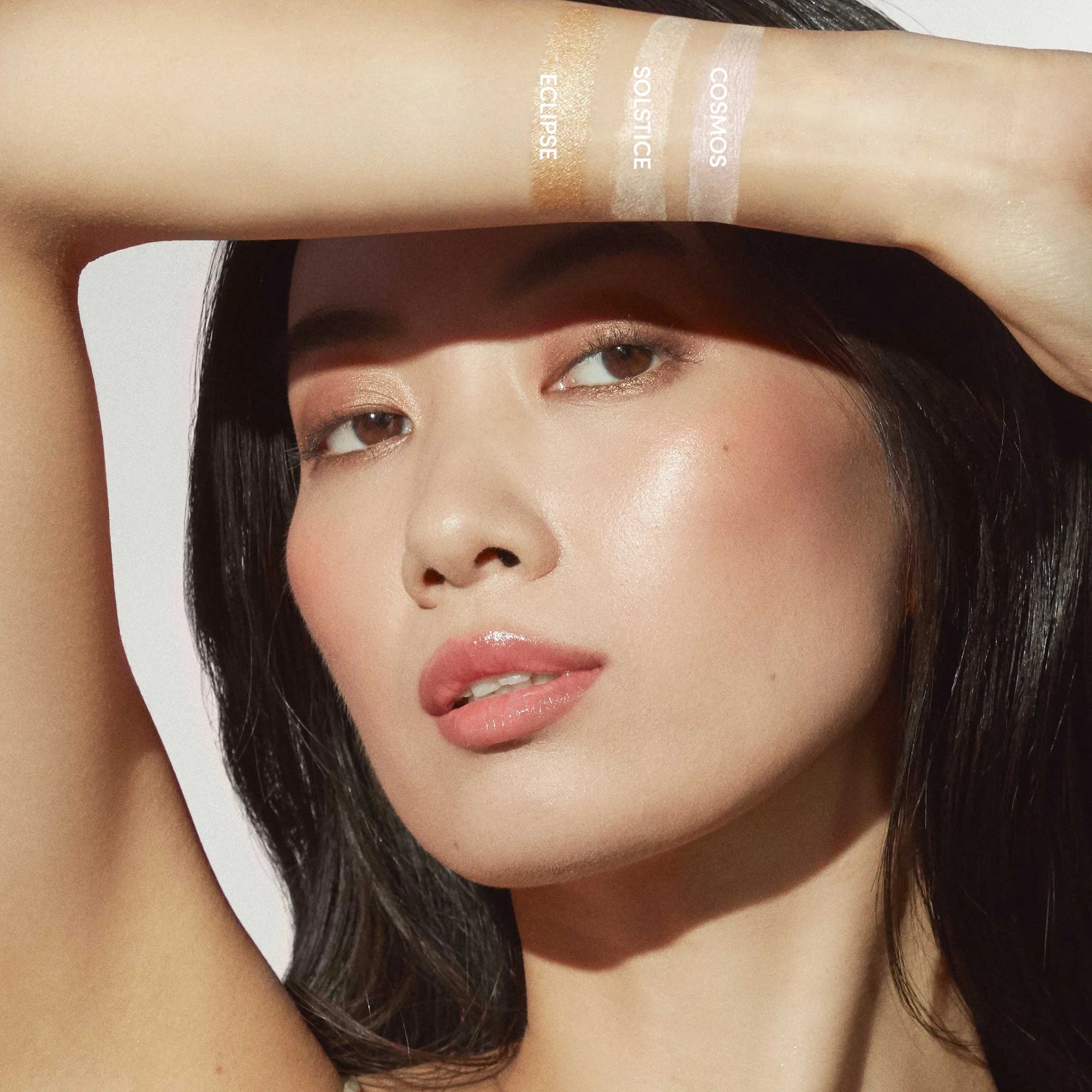 Jane Iredale's Glow Time Highlighter Sticks swatches in the woman's arm. Jane Iredale Australian Stockist. Shop Now. Shipping in Australia only. Free Shipping for orders $350+.