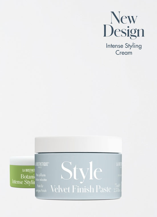 Style Velvet Finish Paste - The vegan styling paste shapes and completes hairstyles with plant waxes, caring ingredients and a silky matte finish – for flexible definition and natural hold. La Biosthetique stockist. Geelong based.