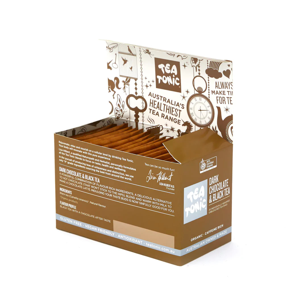 Tea Tonic Dark Chocolate & Black Teabags - 20 pieces - $12.00