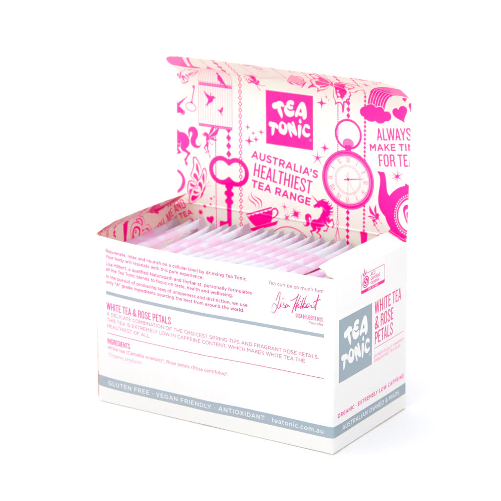 Tea Tonic White Tea & Rose Petals Teabags - 20 pieces - $12.00