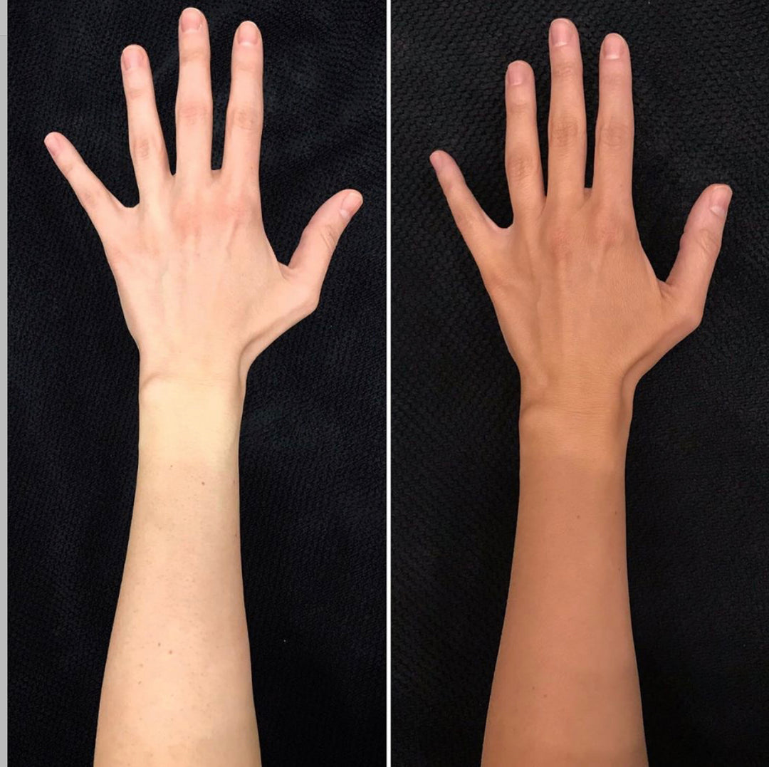 Ecotan's Cacao Tanning Mousse before and after. Eco Tan Australian stockist. Free Shipping for orders over $350. Shop now!