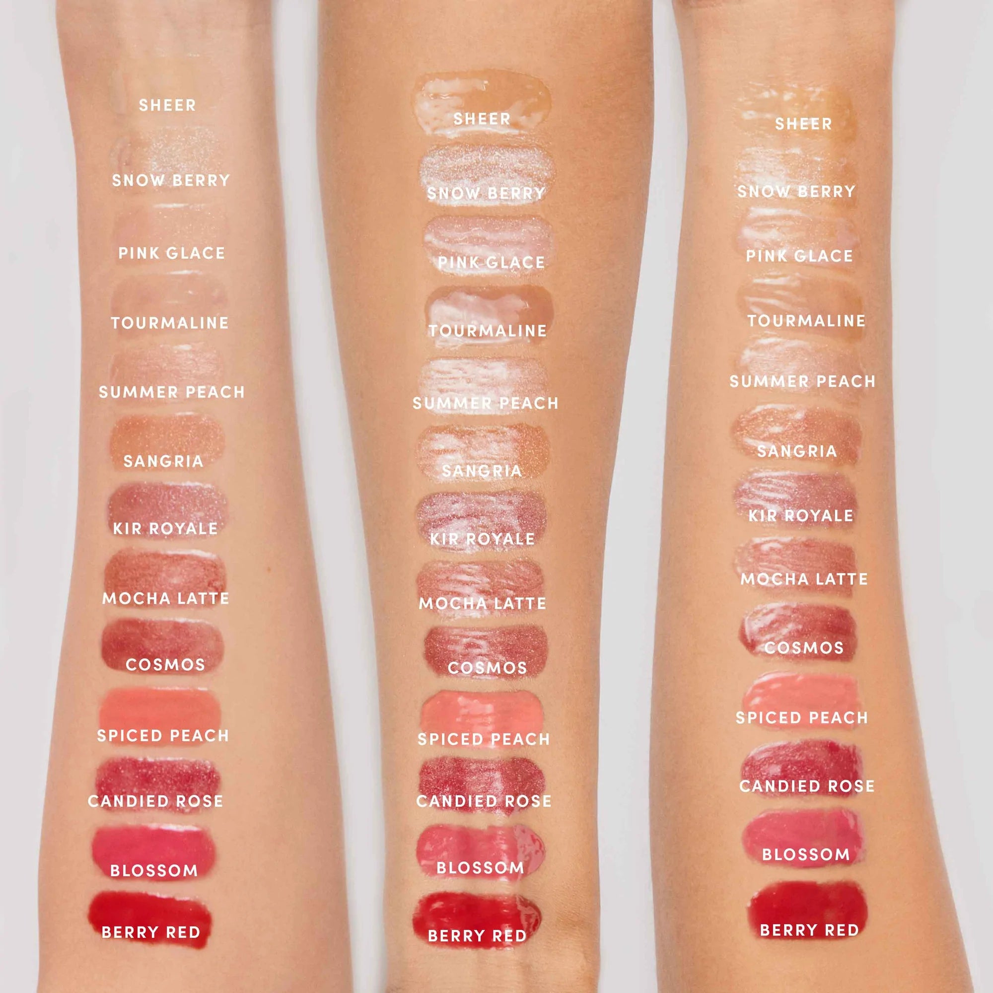 Jane Iredale's HydroPure™ Hyaluronic Lip Gloss arm swatches. Jane Iredale Australian Stockist. Shop Now. Shipping in Australia only. Free Shipping for orders $350+.