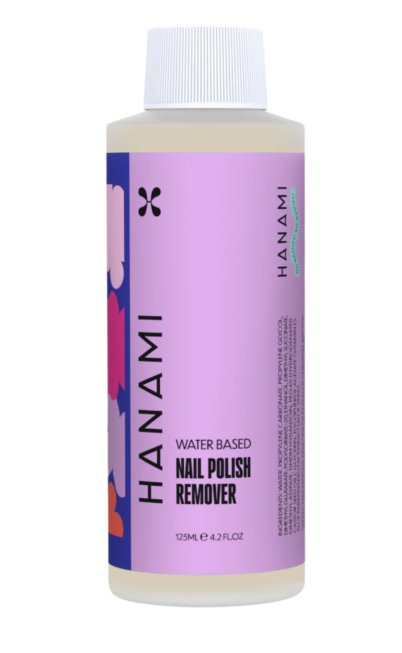 Hanami water based nail polish remover is acetone and ethyl acetate free. A gentle, moisturising formula enriched with Vitamin E and Aloe Vera, without the toxic odour that nail polish removers usually have. Hanami Australian stockist. Free Shipping for orders over $350. Shop now!