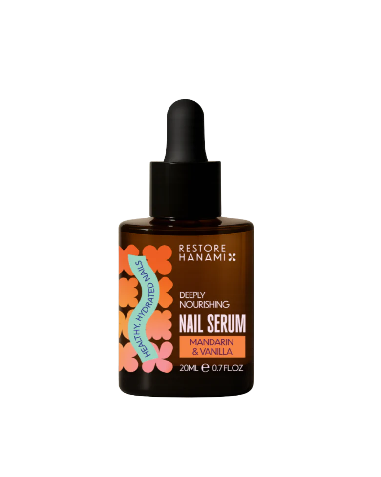 Hanami Nail Serum - Mandarin and Vanilla scent. This fast-absorbing, non-greasy formula is loaded with organic oils to strengthen, nourish, and hydrate, helping you grow your healthiest, happiest nails yet. Hanami Australian stockist. Shipping Australia-wide.