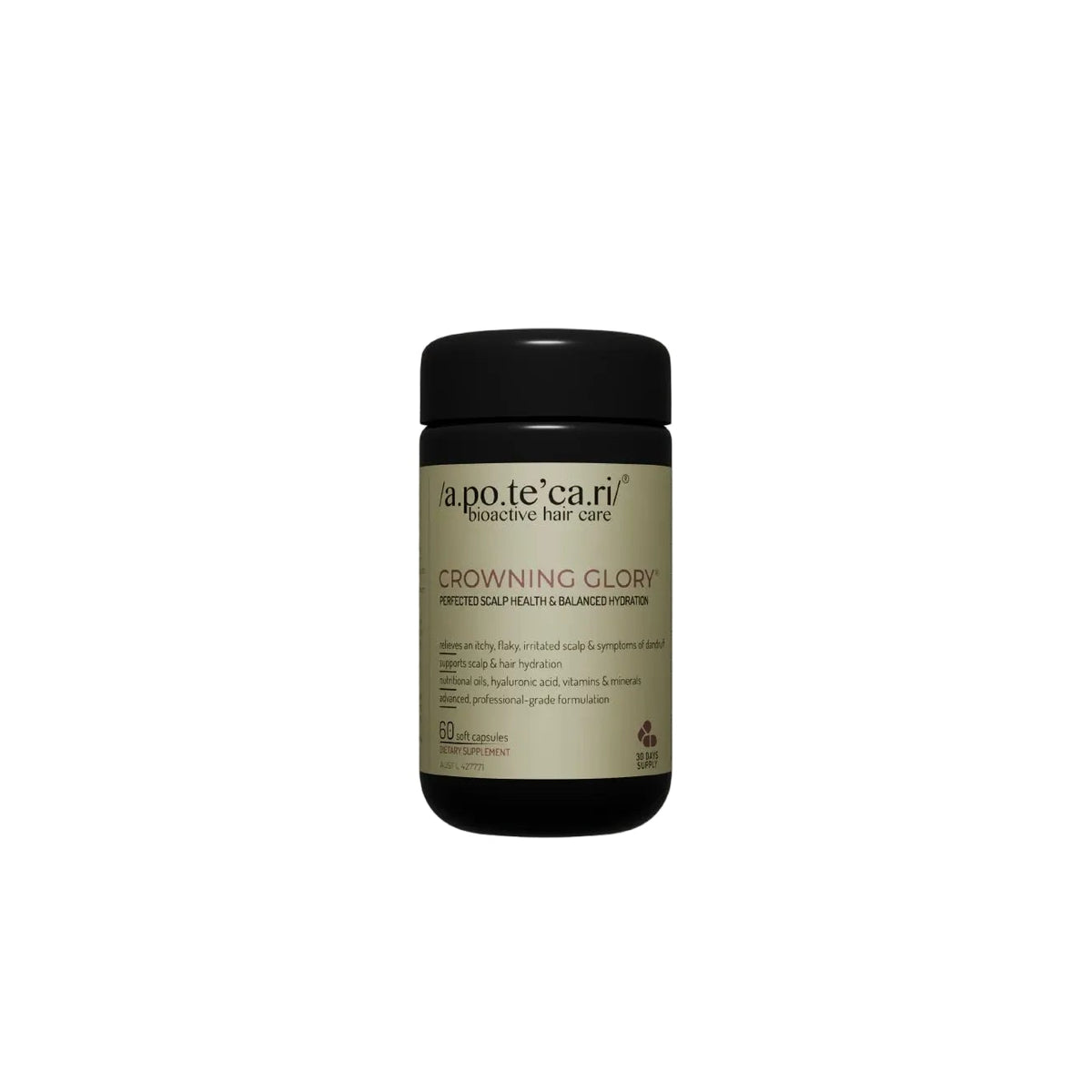 Apotecari's Crowning Glory® is an intensive scalp treatment that supports smoother, healthier hair, corrects oil imbalances, and deeply nourishes the scalp from within to reduce itchiness and flakiness.