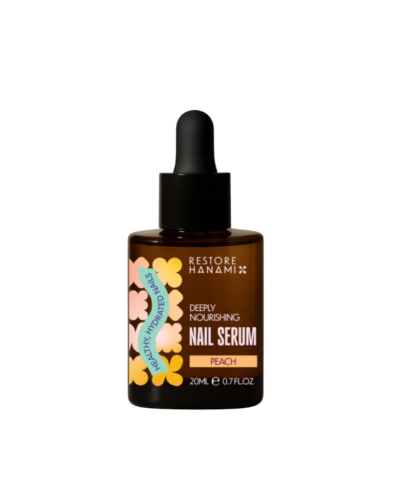 Hanami Nail Serum - Peach scent. This fast-absorbing, non-greasy formula is loaded with organic oils to strengthen, nourish, and hydrate, helping you grow your healthiest, happiest nails yet. Hanami Australian stockist. Shipping Australia-wide.