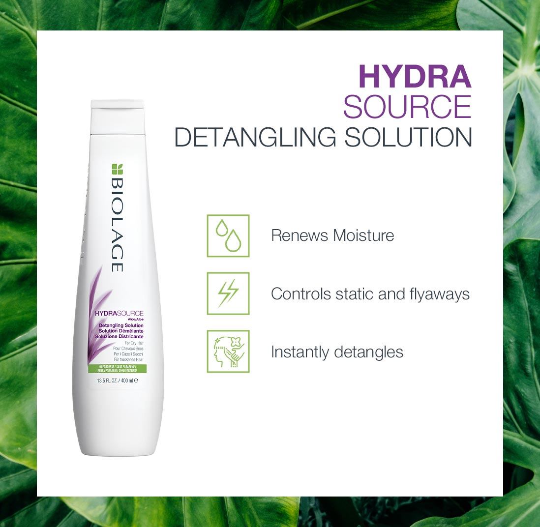 Biolage HydraSource Detangling solution for dry hair benefits to the hair