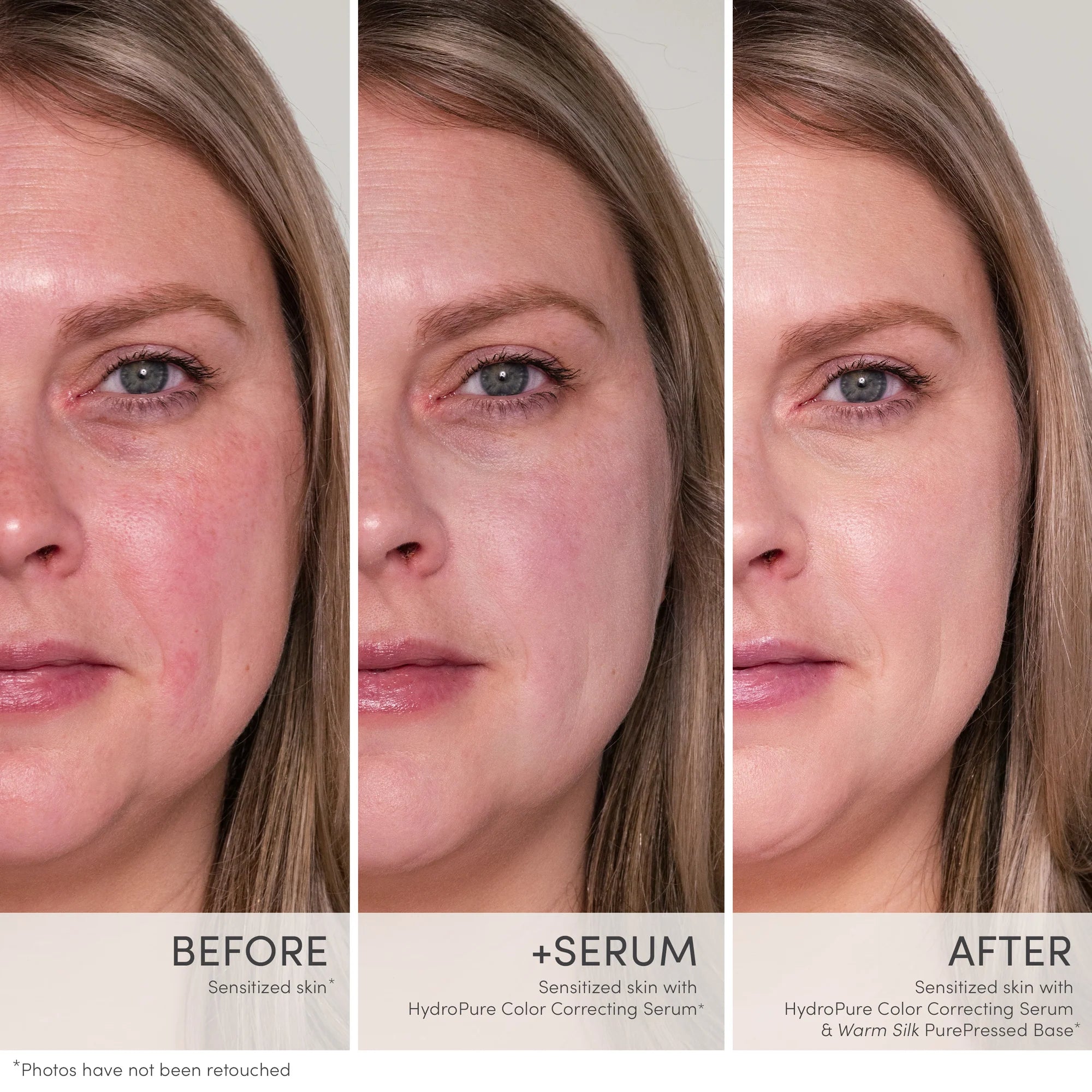 Jane Iredale's HydroPure™ Color Correcting Serum with Hyaluronic Acid & CoQ10 Before and After picture