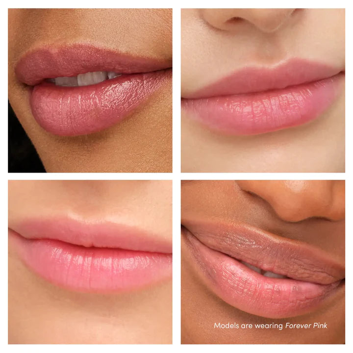 Jane Iredale's Just Kissed® Lip and Cheek Stain - Swatch Forever Pink in different type of lips
