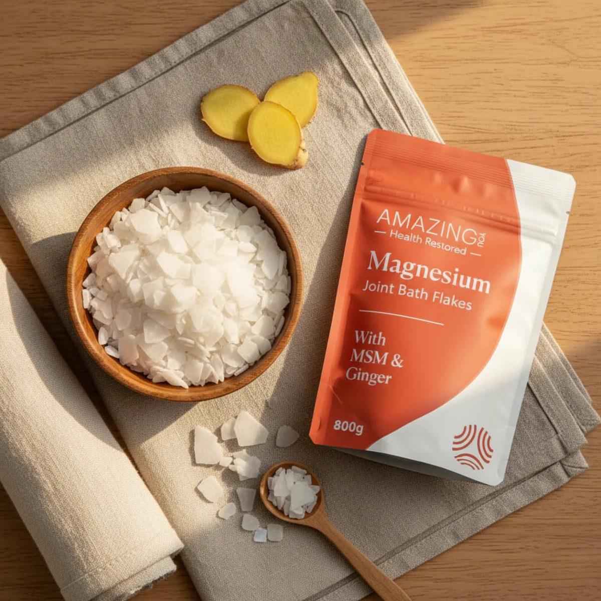 Magnesium Joint Bath Flakes - Pure Magnesium Chloride Flakes infused with MSM, this unique blend is designed to support joint health and reduce inflammation. Indulge yourself in a bath in this immersive wellness experience. Amazing You Australian stockist. Shipping all over Australia.