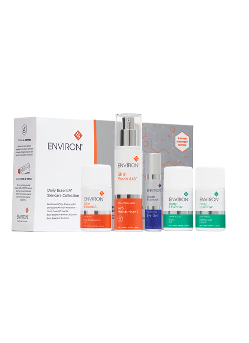 Discover the ultimate skincare collection with our exclusive set! Each set includes:  Skin EssentiA Pre-Cleansing Oil 60ml, Skin EssentiA AVST 1 Moisturiser 50ml (full-size), Youth EssentiA Eye Gel 10ml (full-size), Body EssentiA Derma-Lac Lotion 60ml and Body EssentiA Body Oil 60ml. Packaged in premium promotional packaging, you save over $110.00!