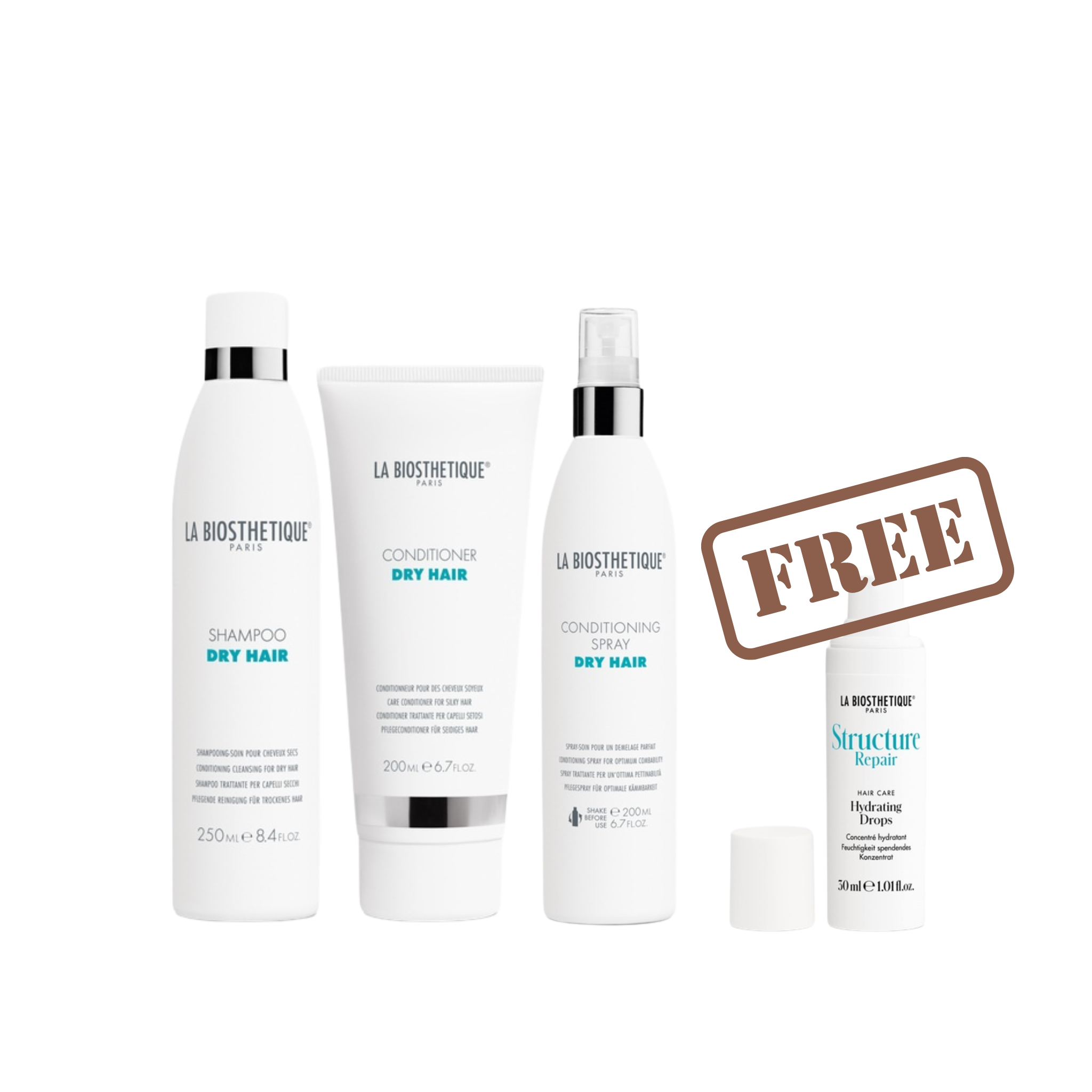La Biosthetique bundle pack for dry hair that contains shampoo, conditioner and conditioning spray with free product. La Biosthetique Australian stockist. Geelong based. Shop now.