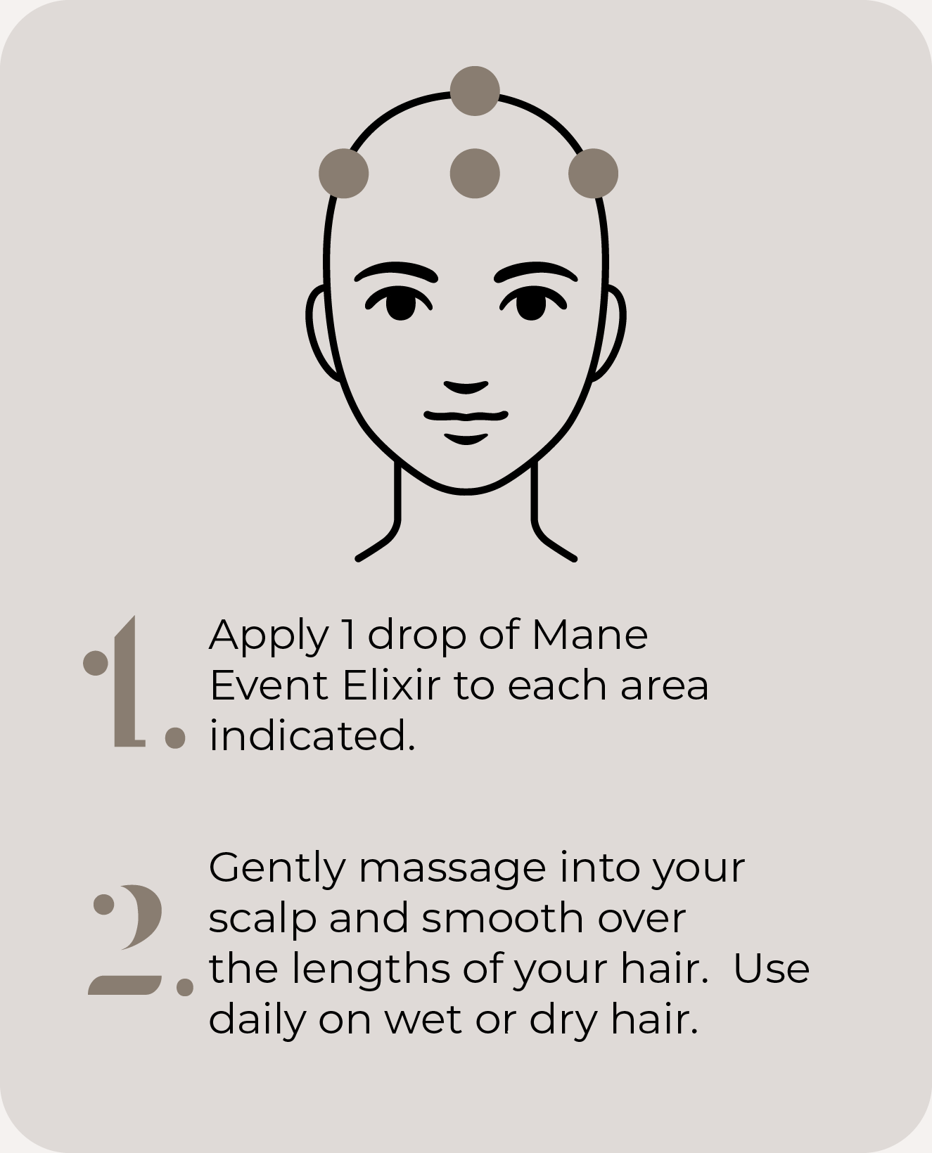 Instructions on how to use Apotecari Mane Event Elixir.
