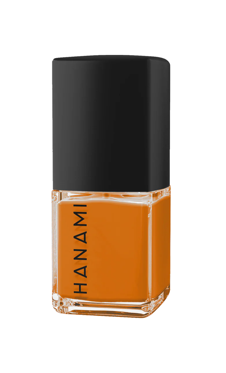 Hanami brand nail polish. Shade Bombay - Tangerine orange. High-shine glossy nail polish for a fresh, salon-quality manicure. Smooth, vibrant finish in a variety of colors. Australian-made and cruelty-free. Free shipping on orders over $350. Hanami Australian stockist. Shop now!