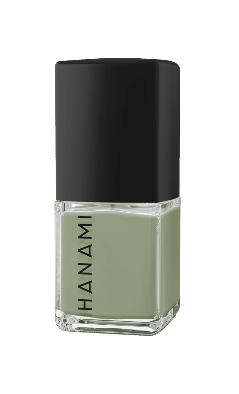 Hanami brand nail polish. Shade Branches - Pale moss green. High-shine glossy nail polish for a fresh, salon-quality manicure. Smooth, vibrant finish in a variety of colors. Australian-made and cruelty-free. Free shipping on orders over $350. Hanami Australian stockist. Shop now!