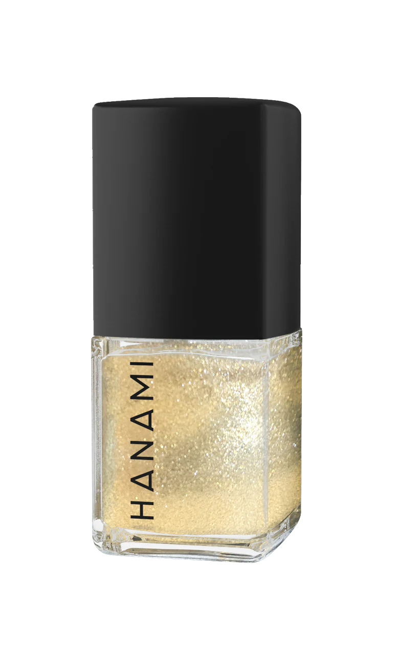 Hanami Nail Polish. Shade Fools Gold - Gold. Packed with fine or chunky glitter, this dazzling polish adds a bold, multi-dimensional sparkle. Perfect for party-ready nails, statement looks, or adding extra shine to any manicure. Hanami Australian stockist. Shipping only in Australia. Free Shipping for orders over $350. Shop now!