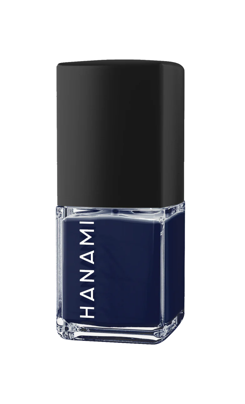 Hanami brand nail polish. Shade Ophelia - Dark Navy Blue. High-shine glossy nail polish for a fresh, salon-quality manicure. Smooth, vibrant finish in a variety of colors. Australian-made and cruelty-free. Free shipping on orders over $350. Hanami Australian stockist. Shop now!