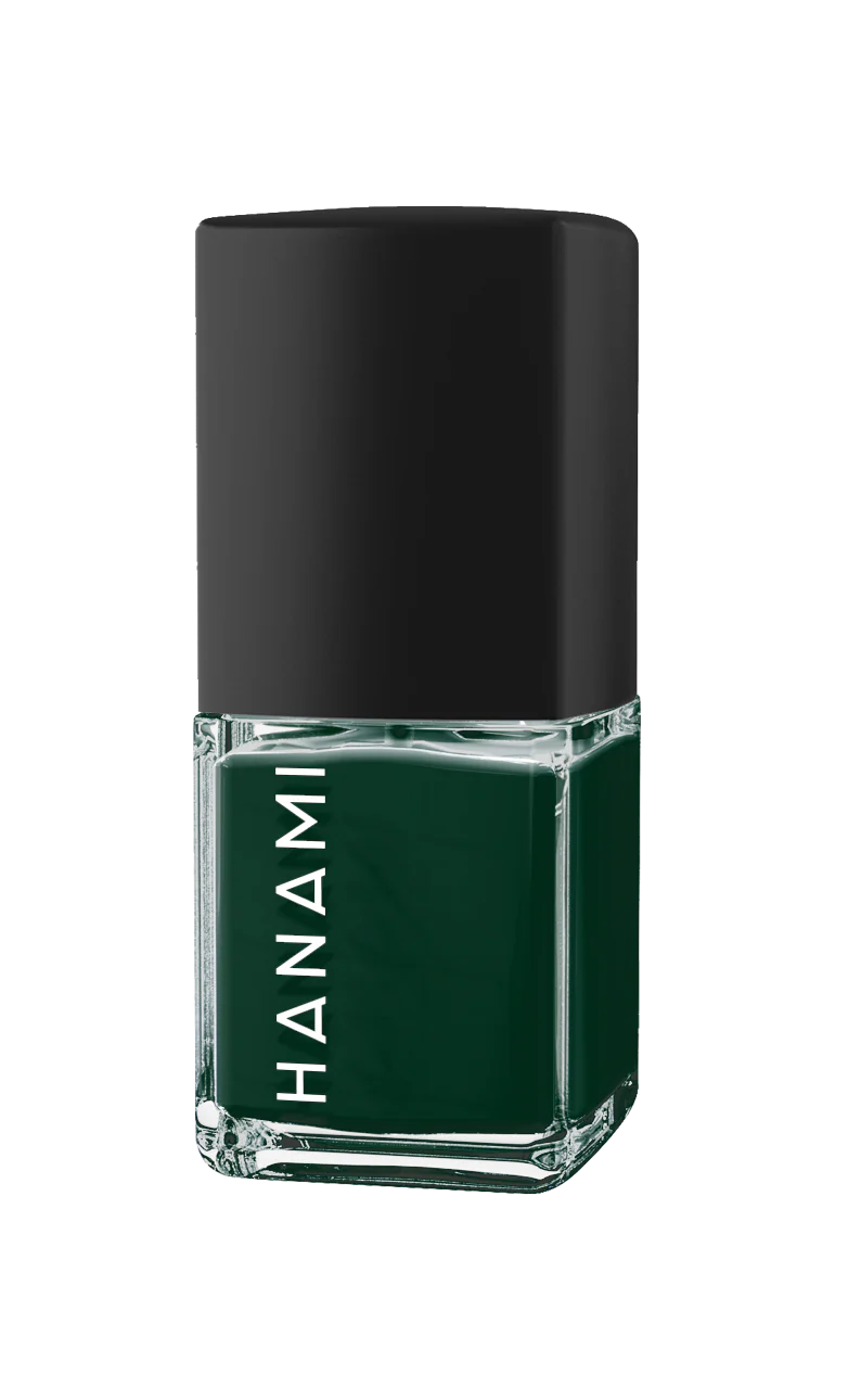 Hanami brand nail polish. Shade Octopus's Garden - Dark Forest Green. High-shine glossy nail polish for a fresh, salon-quality manicure. Smooth, vibrant finish in a variety of colors. Australian-made and cruelty-free. Free shipping on orders over $350. Hanami Australian stockist. Shop now!