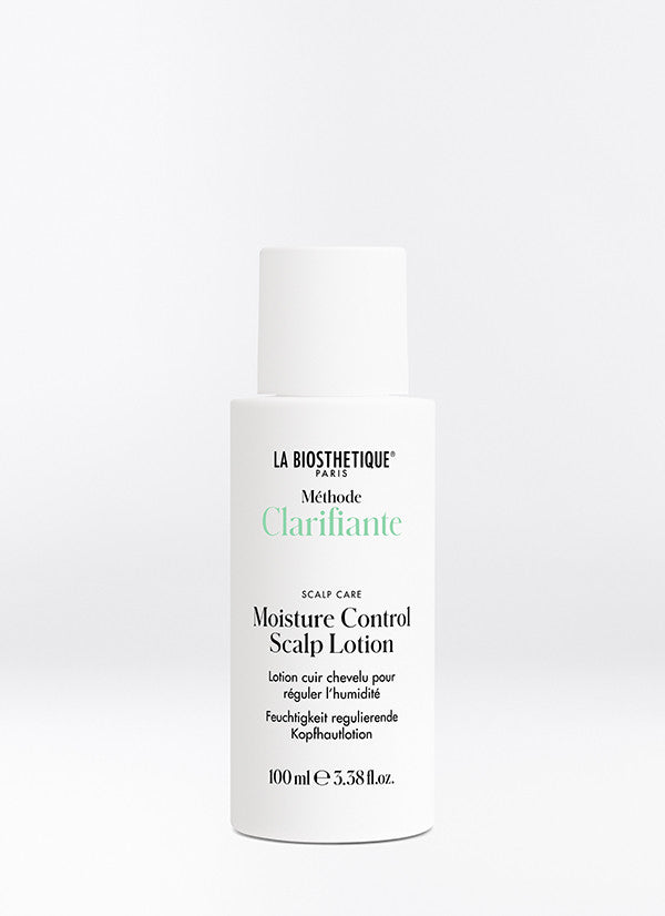 Moisture control scalp lotion bottle with 'La Biosthetique' branding on. For the regeneration of moist scalp.