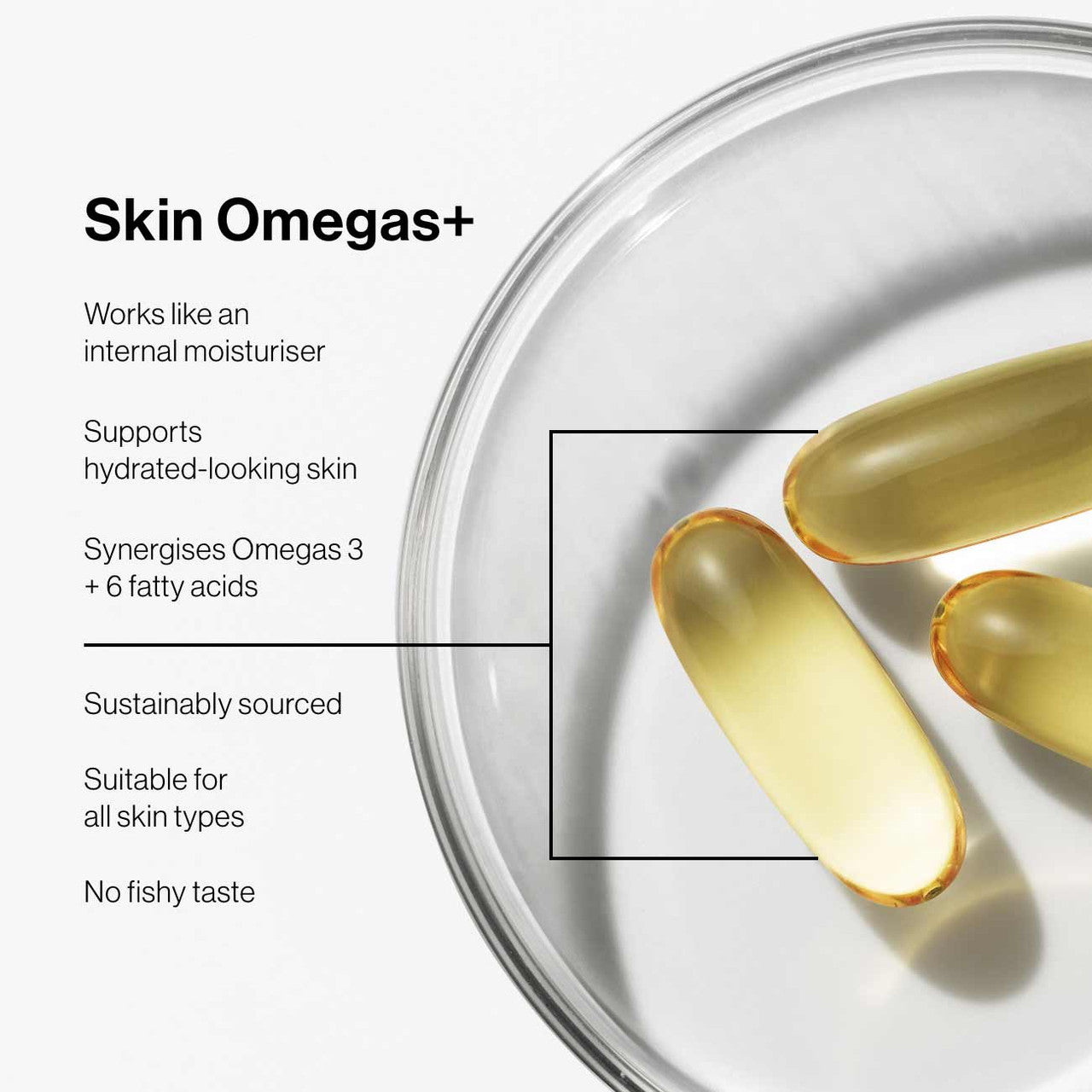 Advanced Nutrition Programme's Skin Skin Omegas+ description on how it can help and what are the benefits - Free Shipping for orders above $300.00