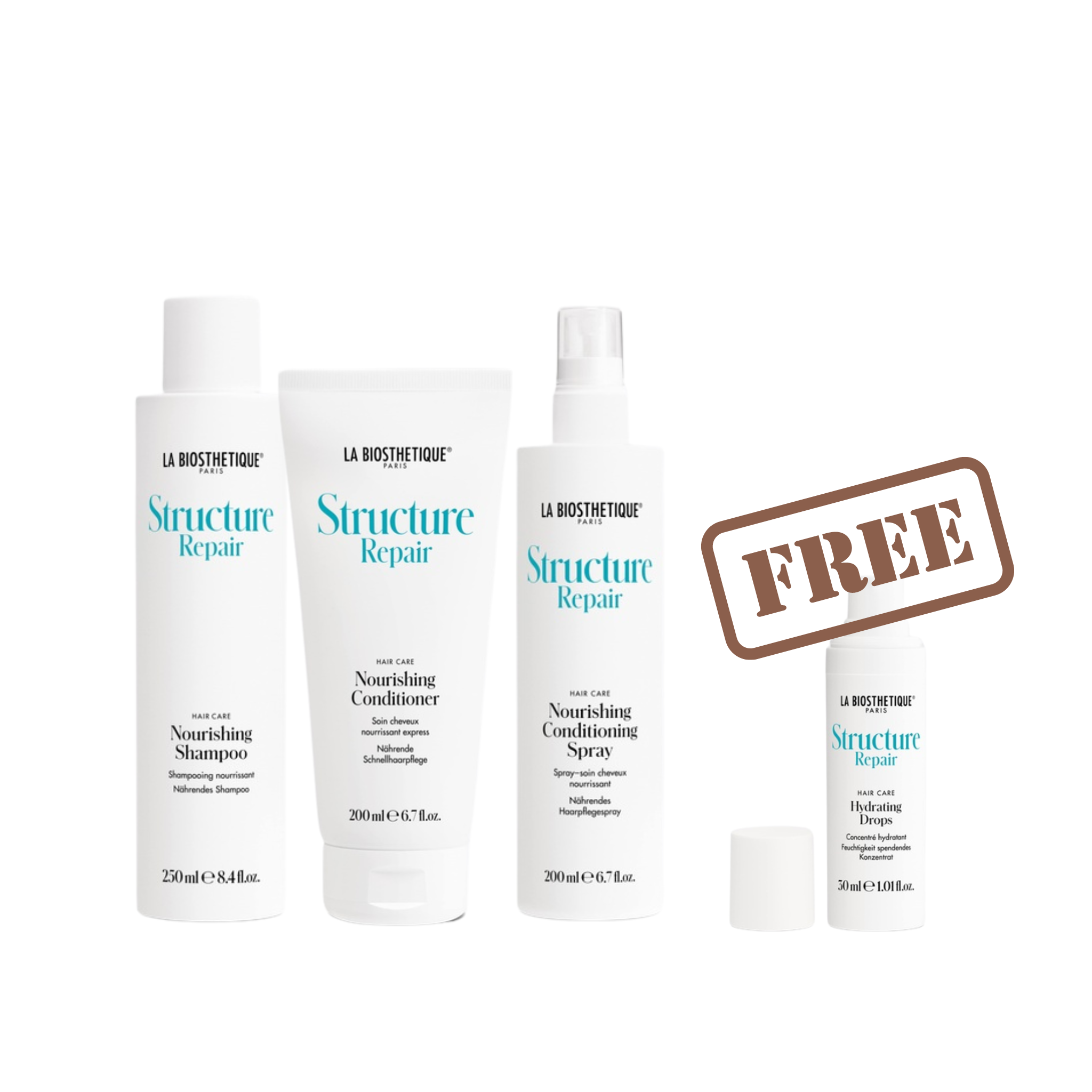 La Biosthetique Structure Repair range - bundle pack for dry hair that contains shampoo, conditioner and conditioning spray with free product. La Biosthetique Australian stockist. Geelong based. Shop now.