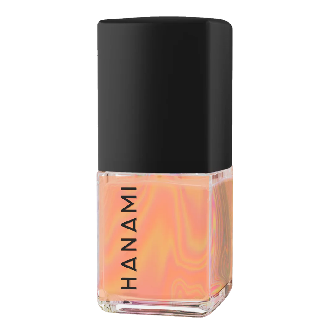 Hanami Nail Polish. Shade Holograms - Peachy-iridescent. Packed with fine or chunky glitter, this dazzling polish adds a bold, multi-dimensional sparkle. Perfect for party-ready nails, statement looks, or adding extra shine to any manicure. Hanami Australian stockist. Shipping only in Australia. Free Shipping for orders over $350. Shop now!