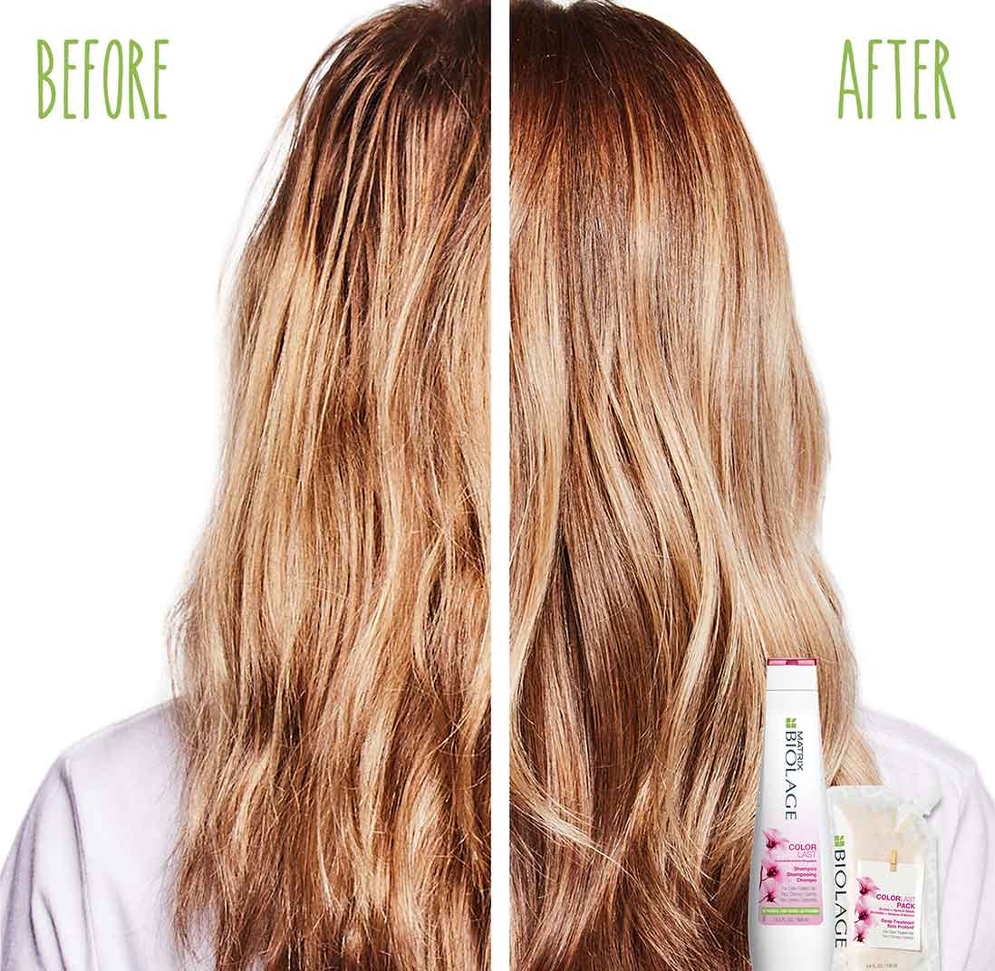 Biolage COLOR LAST Deep Treatment Pack Hair Mask - before and after use