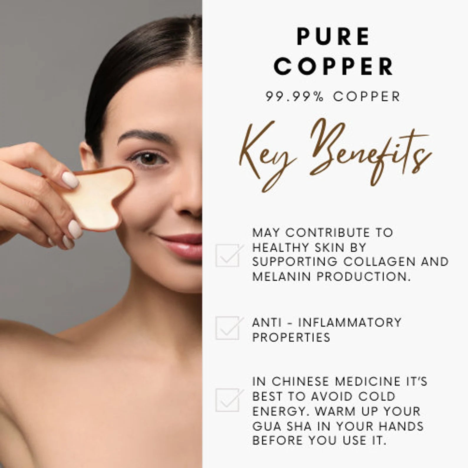 Pure Copper Gua Sha Tool Facial Massager