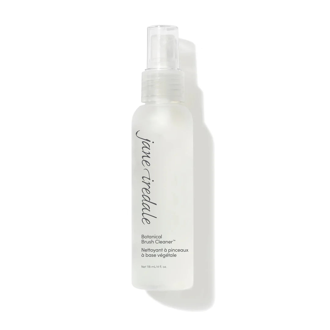 Jane Iredale's Botanical Brush Makeup Cleaner. Enhanced with grapefruit oil and seaweed extracts, this quick-drying alcohol and witch hazel cleanser instantly dissolves any build-up of makeup, oil and grime leaving your brushes clean and fluffy.