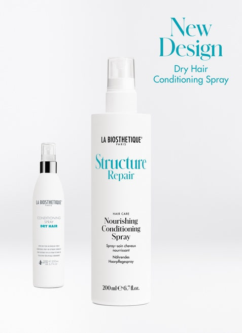 La Biosthetique Structure Repair range - Nourishing Conditioning Spray. An intensive conditioning leave-in spray that nourishes damaged hair, balances out structural damage and makes the hair easier to comb. La Biosthetique Australian stockist. Geelong Based. Shop Now.