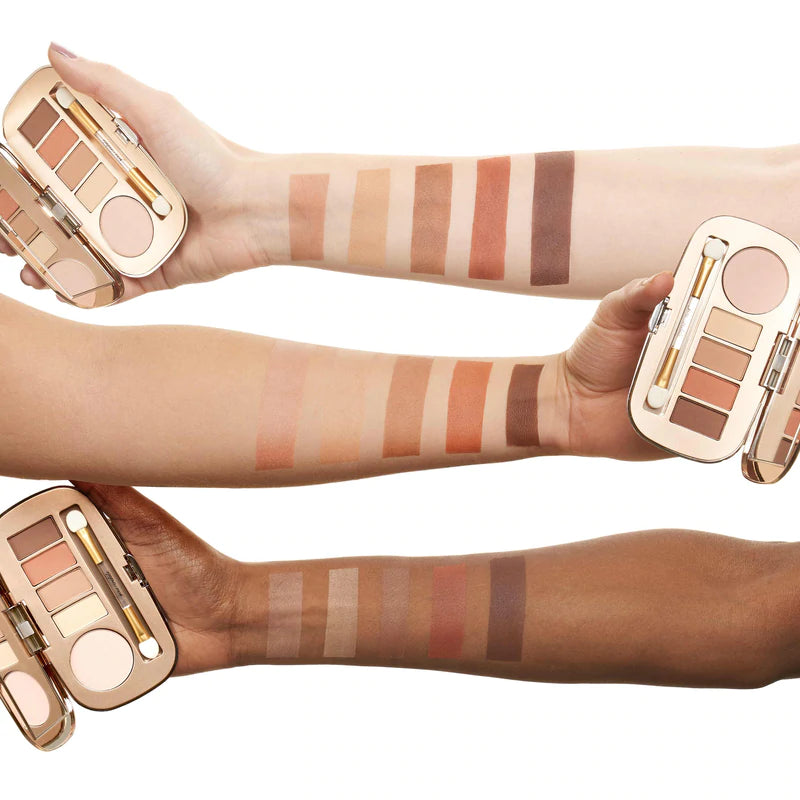 Jane Iredale's Eyeshadow kits shades on different skin tone