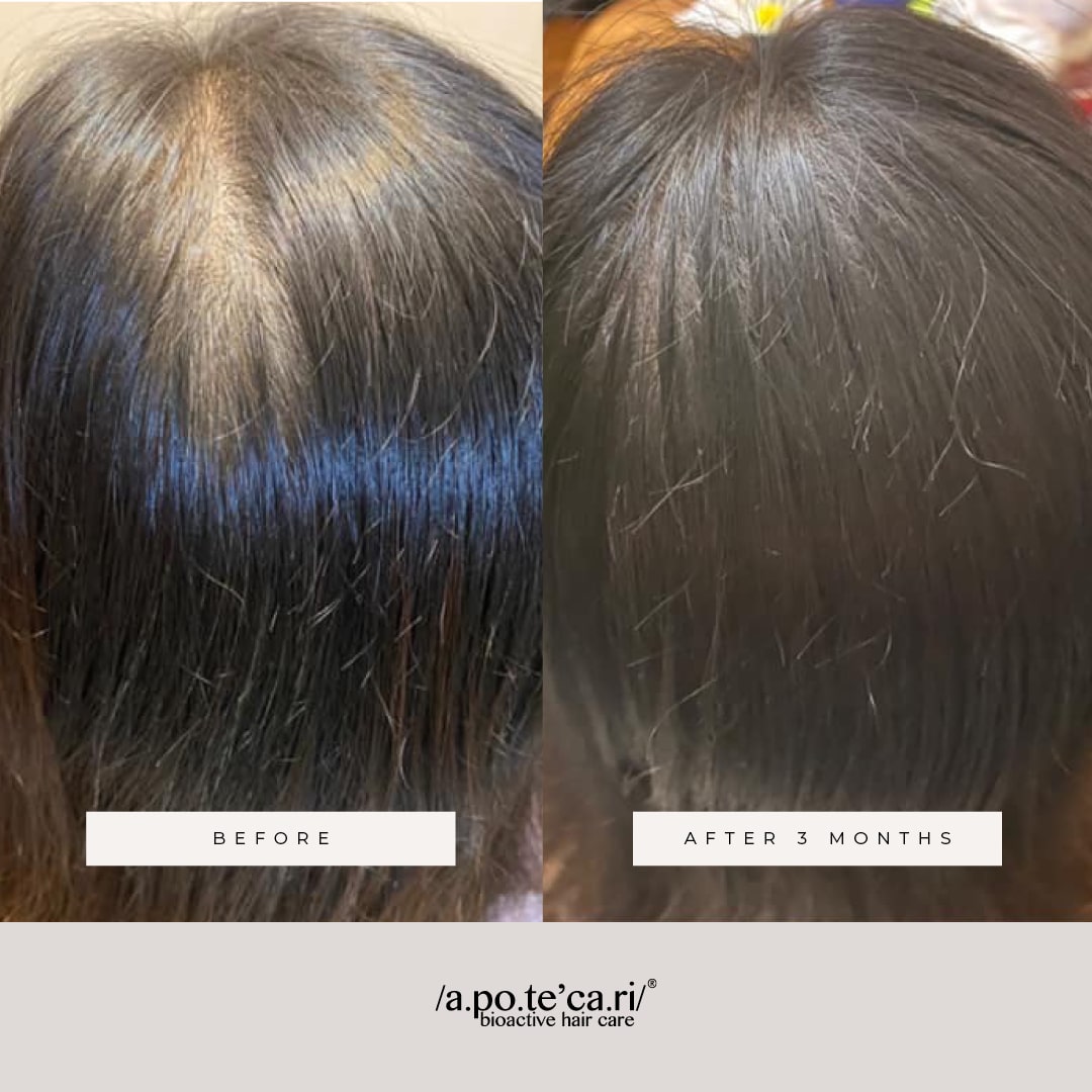Apotecari Mane Event offers a supercharged boost for your hair.  BEFORE AND AFTER picture