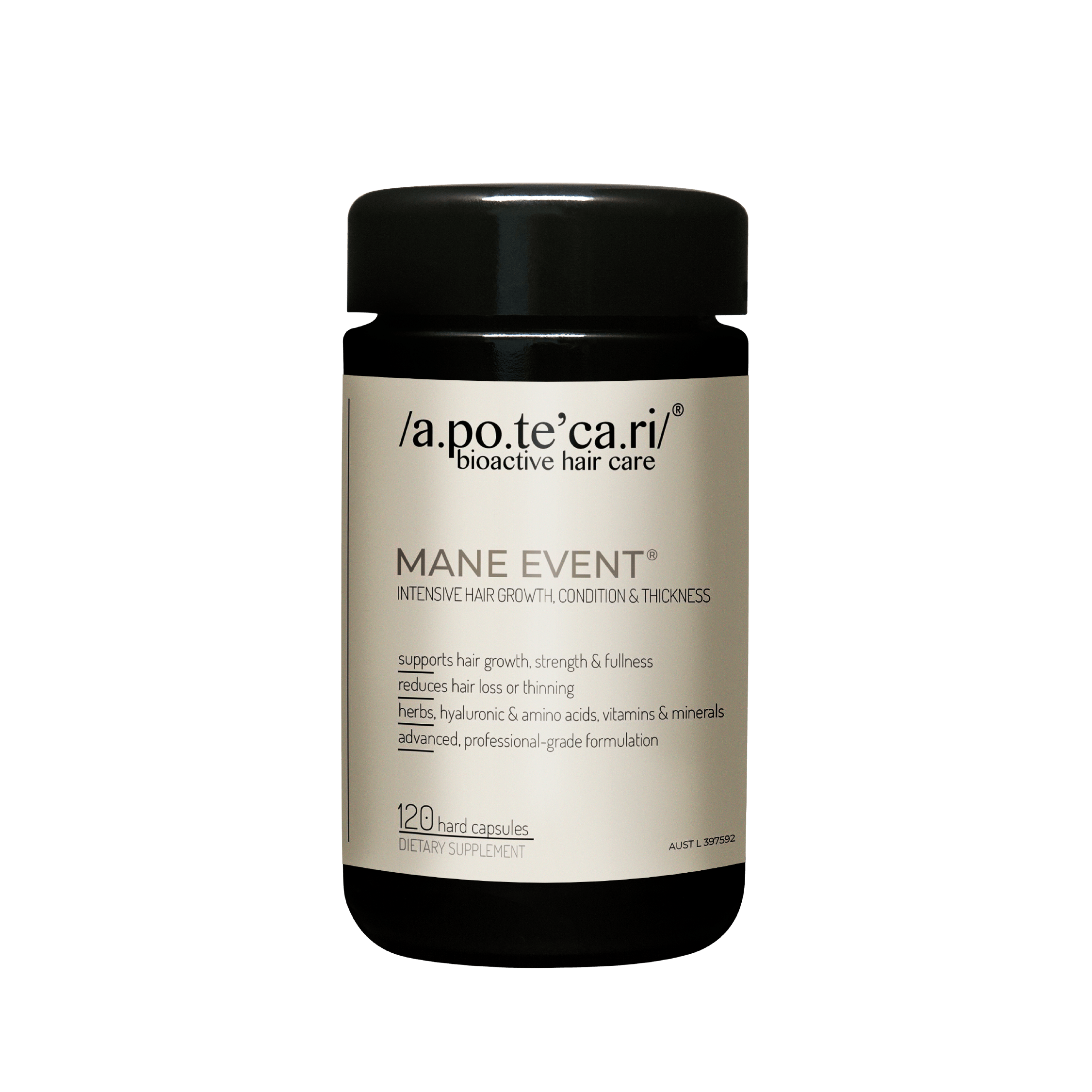 Apotecari Mane Event offers a supercharged boost for your hair - 120 hard capsules. 