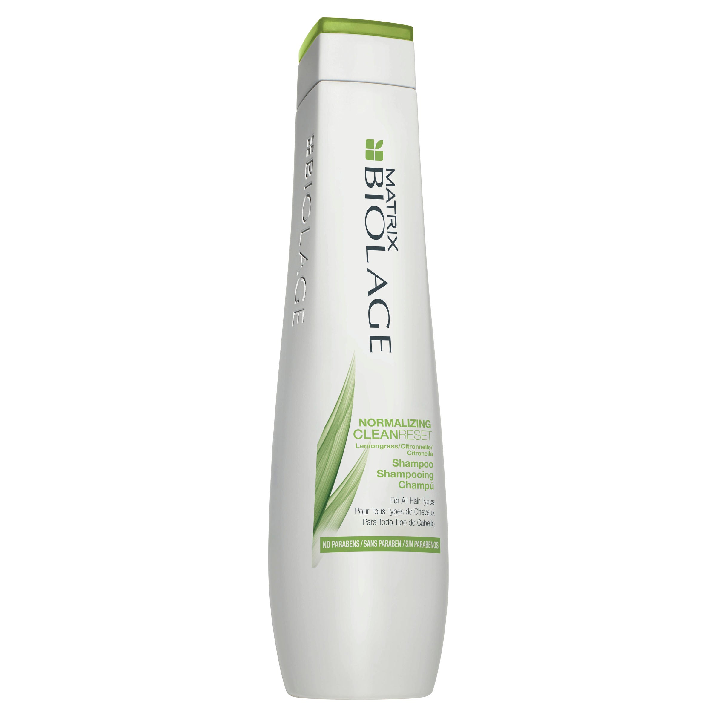 Biolage CleanReset Normalizing Shampoo removes impurities and cleanses all hair types, leaving hair feeling clean and fresh.