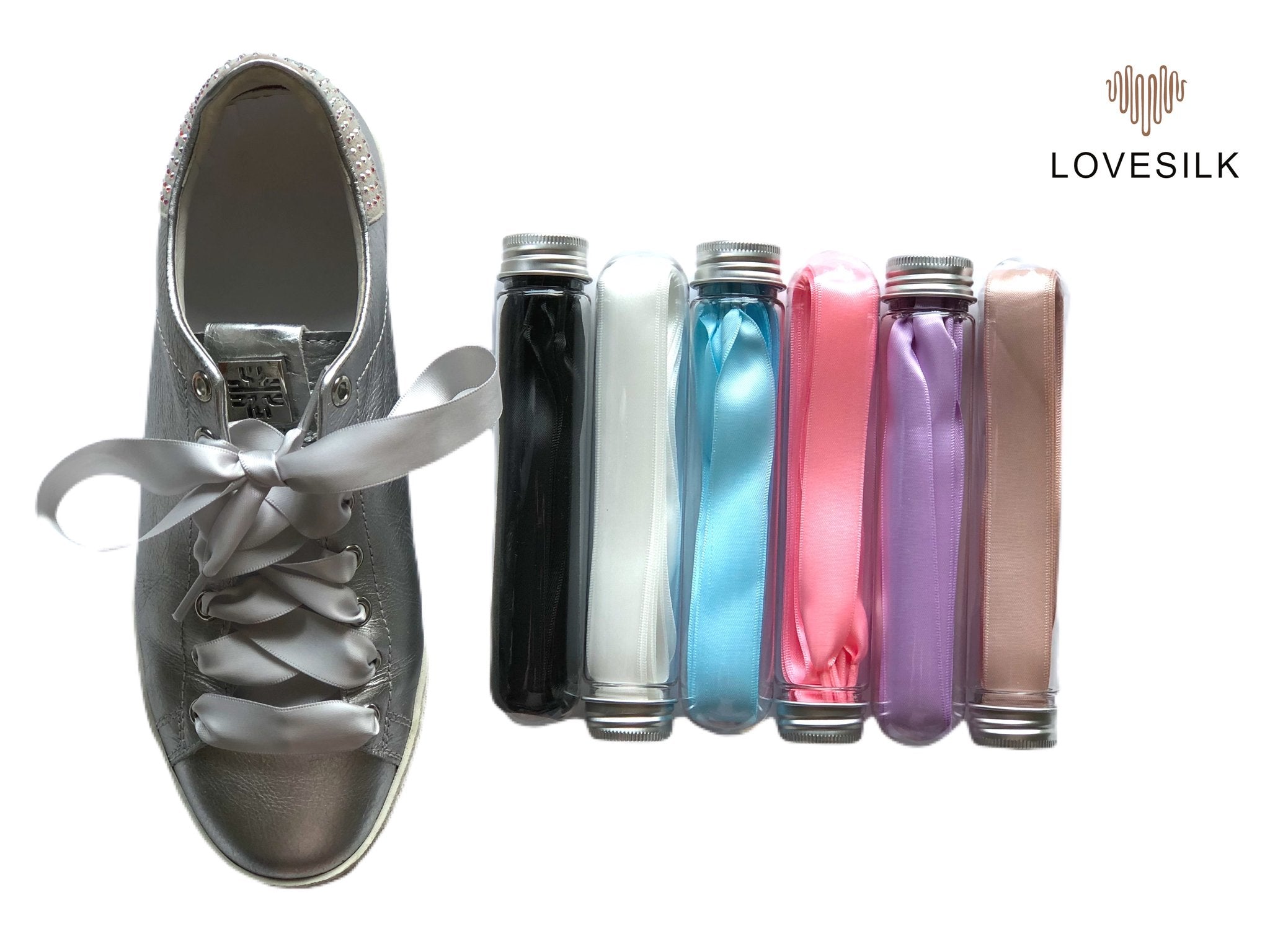 LoveSilk Silky Shoe Laces - color Silver - $14.00
