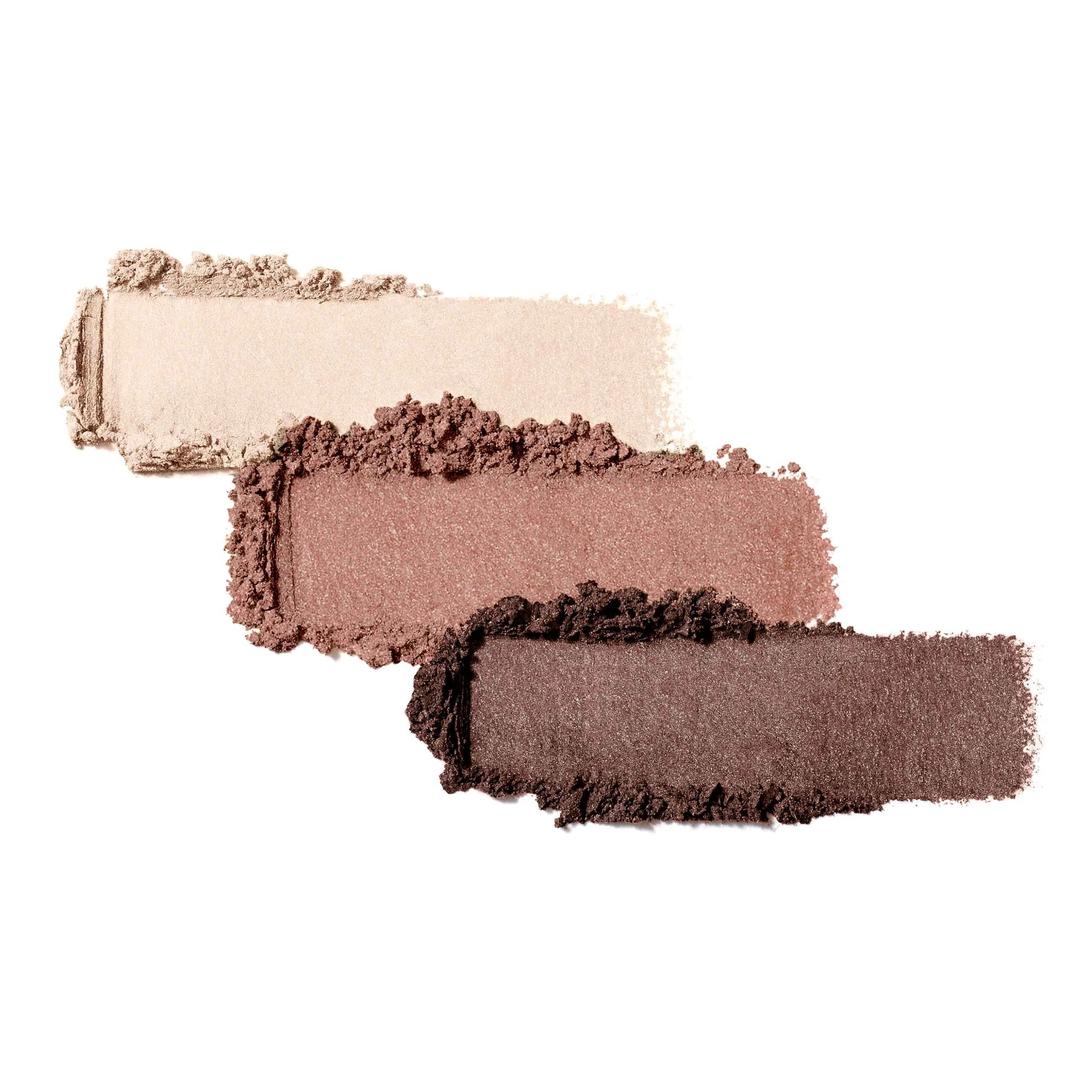 Jane Iredale's PurePressed® Eye Shadow Triple shade Pink Quartz - matte light pink, shimmery soft pink, shimmery cool plum