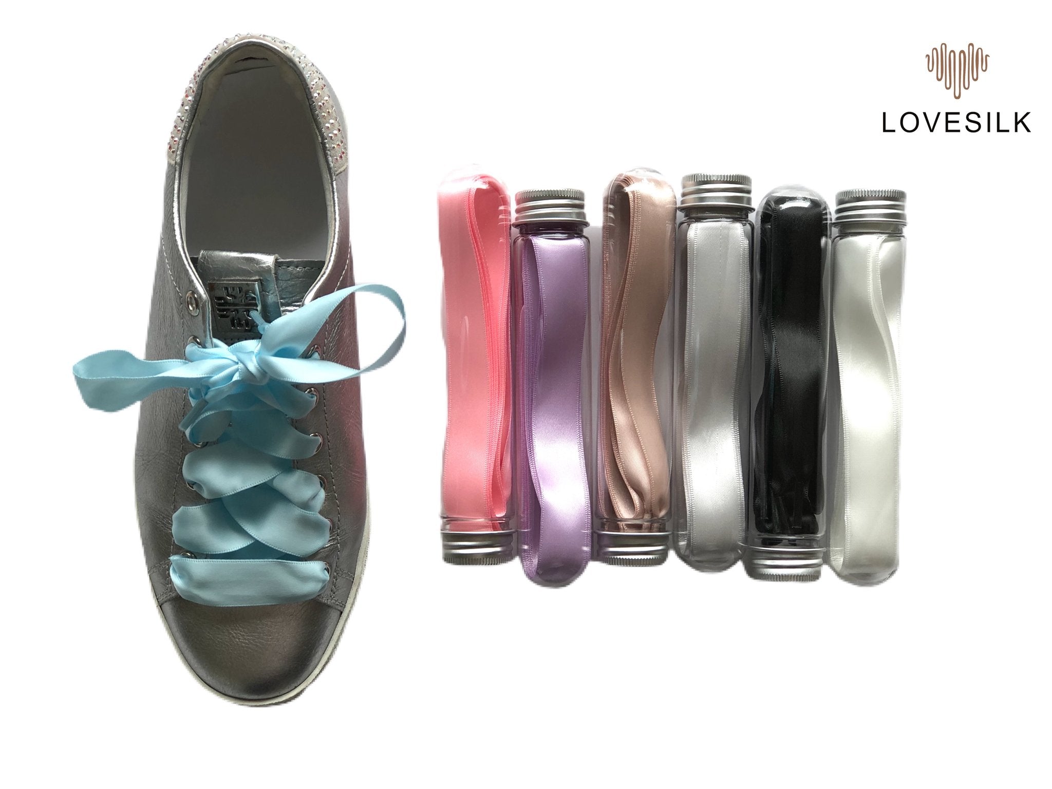 LoveSilk Silky Shoe Laces - color Light Blue - $14.00