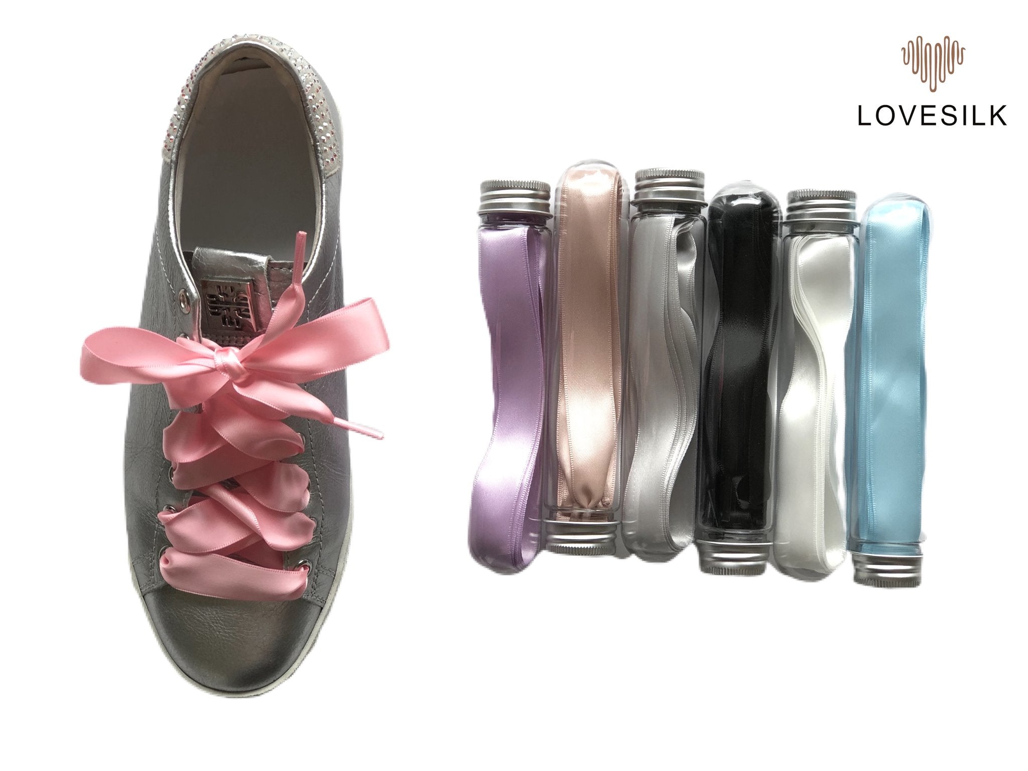 LoveSilk Silky Shoe Laces - color Pink - $14.00