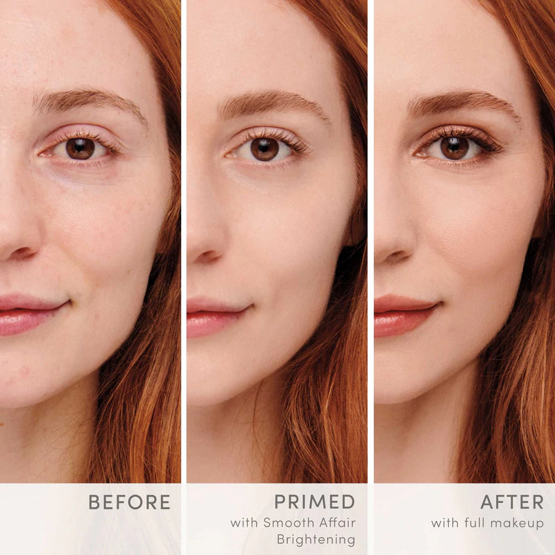 Smooth Affair® Brightening Face Primer before, primed and after shot